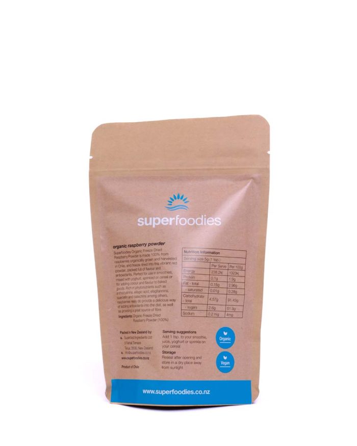 Organic Freeze Dried Raspberry Powder - source of phytonutrients