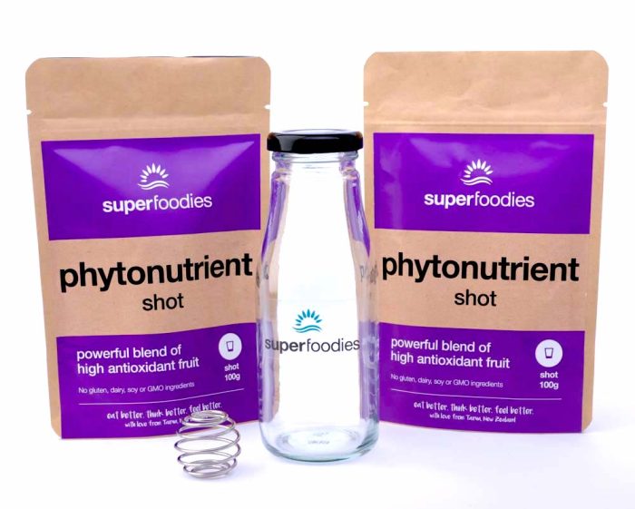 Phytonutrient Shot and Shaker Pack Superfoodies Glass Shaker Bottle with Stainless Steel Shaker Ball