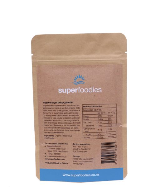 Organic Freeze Dried Acai Berry Powder - source of antioxidants anthocyanins